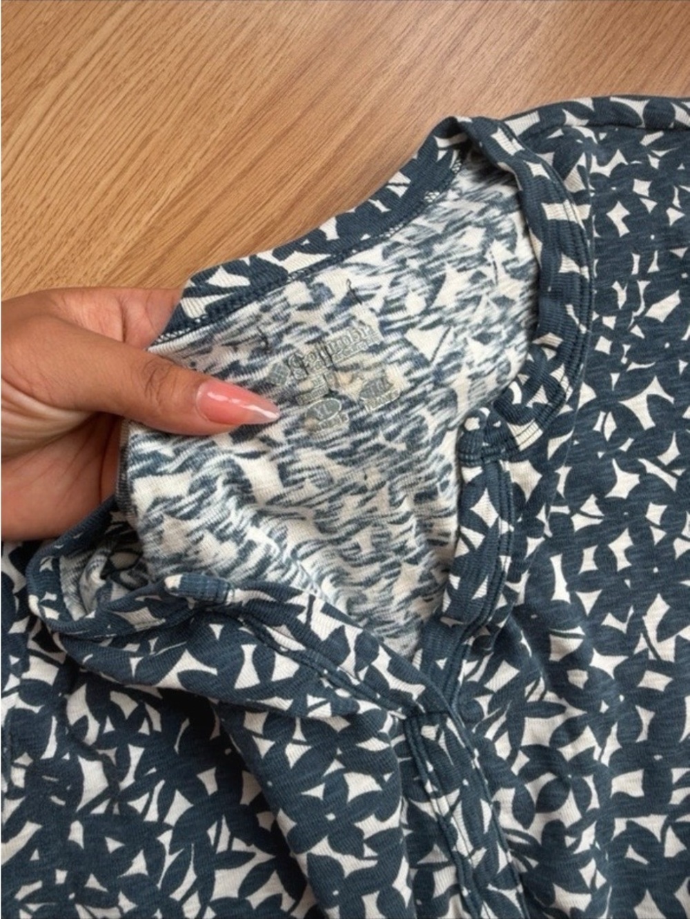 Columbia Blue & White Patterned Button-Front Top - Picture 2 of 3